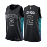 Men's Nike Jordan Charlotte Hornets #2 Larry Johnson Authentic Black NBA Jersey - City Edition