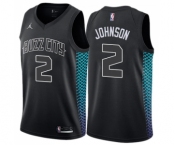 Men's Nike Jordan Charlotte Hornets #2 Larry Johnson Authentic Black NBA Jersey - City Edition