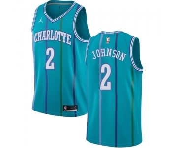 Men's Nike Jordan Charlotte Hornets #2 Larry Johnson Swingman Aqua Hardwood Classics NBA Jersey