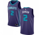 Men's Nike Jordan Charlotte Hornets #2 Larry Johnson Swingman Purple NBA Jersey Statement Edition