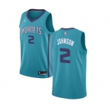 Men's Nike Jordan Charlotte Hornets #2 Larry Johnson Swingman Teal NBA Jersey - Icon Edition