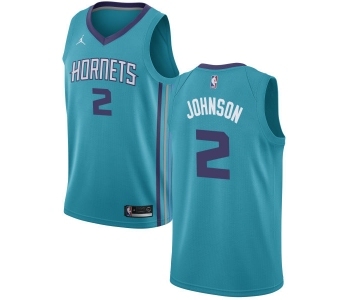 Men's Nike Jordan Charlotte Hornets #2 Larry Johnson Swingman Teal NBA Jersey - Icon Edition