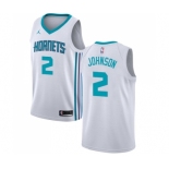 Men's Nike Jordan Charlotte Hornets #2 Larry Johnson Swingman White NBA Jersey - Association Edition