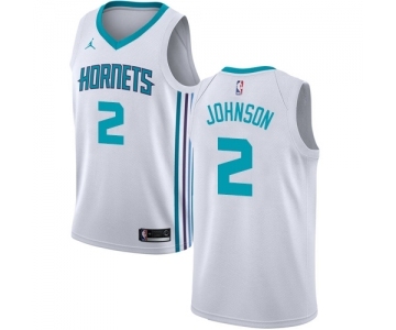 Men's Nike Jordan Charlotte Hornets #2 Larry Johnson Swingman White NBA Jersey - Association Edition