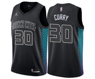 Men's Nike Jordan Charlotte Hornets #30 Dell Curry Authentic Black NBA Jersey - City Edition