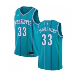 Men's Nike Jordan Charlotte Hornets #33 Alonzo Mourning Swingman Aqua Hardwood Classics NBA Jersey