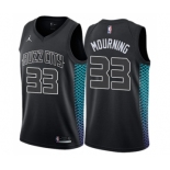 Men's Nike Jordan Charlotte Hornets #33 Alonzo Mourning Swingman Black NBA Jersey - City Edition