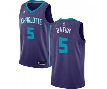 Men's Nike Jordan Charlotte Hornets #5 Nicolas Batum Swingman Purple NBA Jersey Statement Edition