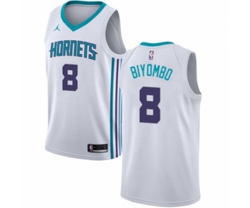 Men's Nike Jordan Charlotte Hornets #8 Bismack Biyombo Authentic White NBA Jersey - Association Edition