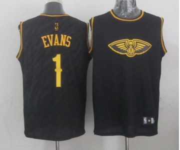 nba new orleans hornets #1 evans black[gold lettering fashion]