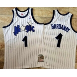 Men's Orlando Magic #1 Penny Hardaway 1993-94 White Hardwood Classics Soul AU Throwback Jersey