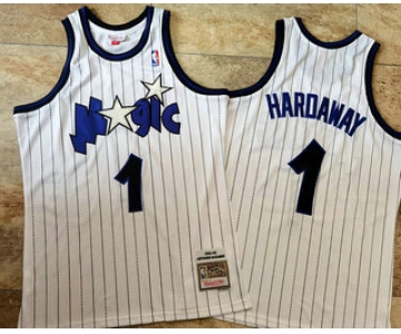 Men's Orlando Magic #1 Penny Hardaway 1993-94 White Hardwood Classics Soul AU Throwback Jersey