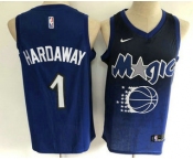 Men's Orlando Magic #1 Penny Hardaway Blue with Black Salute Nike Swingman Stitched NBA Jersey