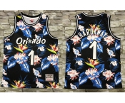 Men's Orlando Magic #1 Penny Hardaway Ness Floral Fashion Hardwood Classics Soul Swingman Throwback Shorts