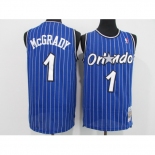 Men's Orlando Magic #1 Tracy Mcgrady Blue Mitchell & Ness Black Retired Player Jersey