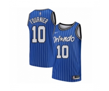 Men's Orlando Magic #10 Evan Fournier Authentic Blue Hardwood Classics Basketball Jersey