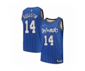 Men's Orlando Magic #14 D.J. Augustin Authentic Blue Hardwood Classics Basketball Jersey