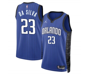 Men's Orlando Magic #23 Tristan Da Silva Blue 2024 Draft Statement Edition Stitched Basketball Jersey