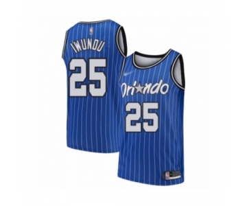 Men's Orlando Magic #25 Wes Iwundu Authentic Blue Hardwood Classics Basketball Jersey