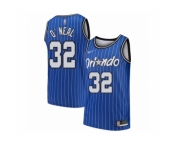 Men's Orlando Magic #32 Shaquille O'Neal Authentic Blue Hardwood Classics Basketball Jersey