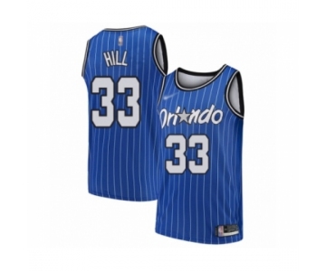 Men's Orlando Magic #33 Grant Hill Authentic Blue Hardwood Classics Basketball Jersey