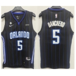 Men's Orlando Magic #5 Paolo Banchero Black With No.6 Patch Icon Edition Stitched Swingman Jersey