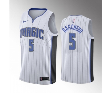 Men's Orlando Magic #5 Paolo Banchero White 2022 Draft Basketball Stitched Jersey