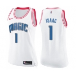 Women's Nike Orlando Magic #1 Jonathan Isaac Swingman White Pink Fashion NBA Jersey