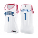 Women's Nike Orlando Magic #1 Penny Hardaway Swingman White Pink Fashion NBA Jersey