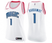 Women's Nike Orlando Magic #1 Penny Hardaway Swingman White Pink Fashion NBA Jersey