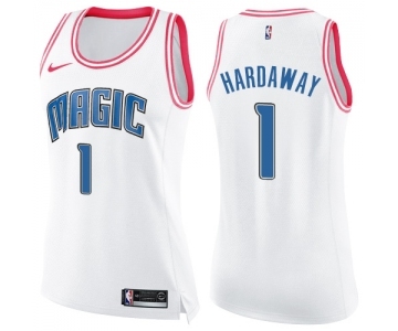 Women's Nike Orlando Magic #1 Penny Hardaway Swingman White Pink Fashion NBA Jersey