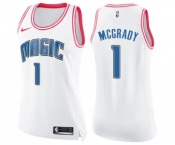 Women's Nike Orlando Magic #1 Tracy Mcgrady Swingman White Pink Fashion NBA Jersey