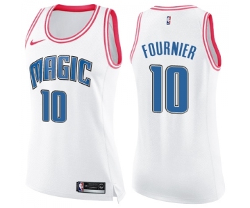 Women's Nike Orlando Magic #10 Evan Fournier Swingman White Pink Fashion NBA Jersey