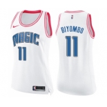 Women's Nike Orlando Magic #11 Bismack Biyombo Swingman White Pink Fashion NBA Jersey