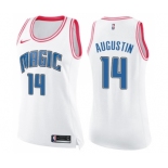 Women's Nike Orlando Magic #14 D.J. Augustin Swingman White Pink Fashion NBA Jersey