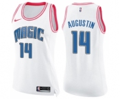 Women's Nike Orlando Magic #14 D.J. Augustin Swingman White Pink Fashion NBA Jersey