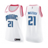 Women's Nike Orlando Magic #21 Timofey Mozgov Swingman White Pink Fashion NBA Jersey