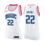 Women's Nike Orlando Magic #22 Jerian Grant Swingman White Pink Fashion NBA Jersey