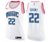 Women's Nike Orlando Magic #22 Jerian Grant Swingman White Pink Fashion NBA Jersey