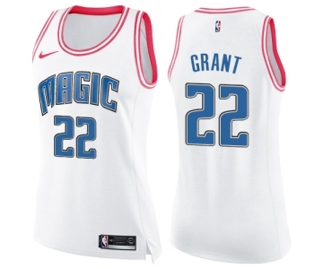 Women's Nike Orlando Magic #22 Jerian Grant Swingman White Pink Fashion NBA Jersey