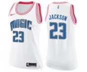 Women's Nike Orlando Magic #23 Justin Jackson Swingman White Pink Fashion NBA Jersey