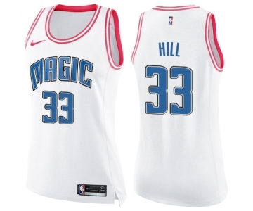 Women's Nike Orlando Magic #33 Grant Hill Swingman White Pink Fashion NBA Jersey