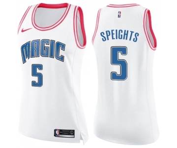 Women's Nike Orlando Magic #5 Marreese Speights Swingman White Pink Fashion NBA Jersey