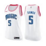 Women's Nike Orlando Magic #5 Mohamed Bamba Swingman White Pink Fashion NBA Jersey