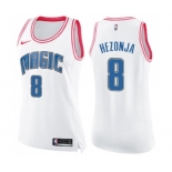 Women's Nike Orlando Magic #8 Mario Hezonja Swingman White Pink Fashion NBA Jersey