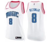 Women's Nike Orlando Magic #8 Mario Hezonja Swingman White Pink Fashion NBA Jersey