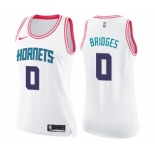 Women's Nike Charlotte Hornets #0 Miles Bridges Swingman White Pink Fashion NBA Jersey