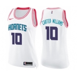 Women's Nike Charlotte Hornets #10 Michael Carter-Williams Swingman White Pink Fashion NBA Jersey