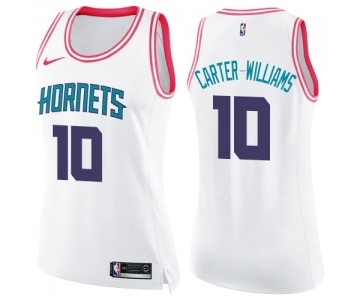 Women's Nike Charlotte Hornets #10 Michael Carter-Williams Swingman White Pink Fashion NBA Jersey