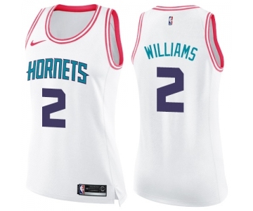 Women's Nike Charlotte Hornets #2 Marvin Williams Swingman White Pink Fashion NBA Jersey